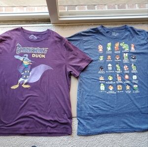 Pop Culture T-Shirt Lot of 2 Super Mario Bros & Darkwing Duck